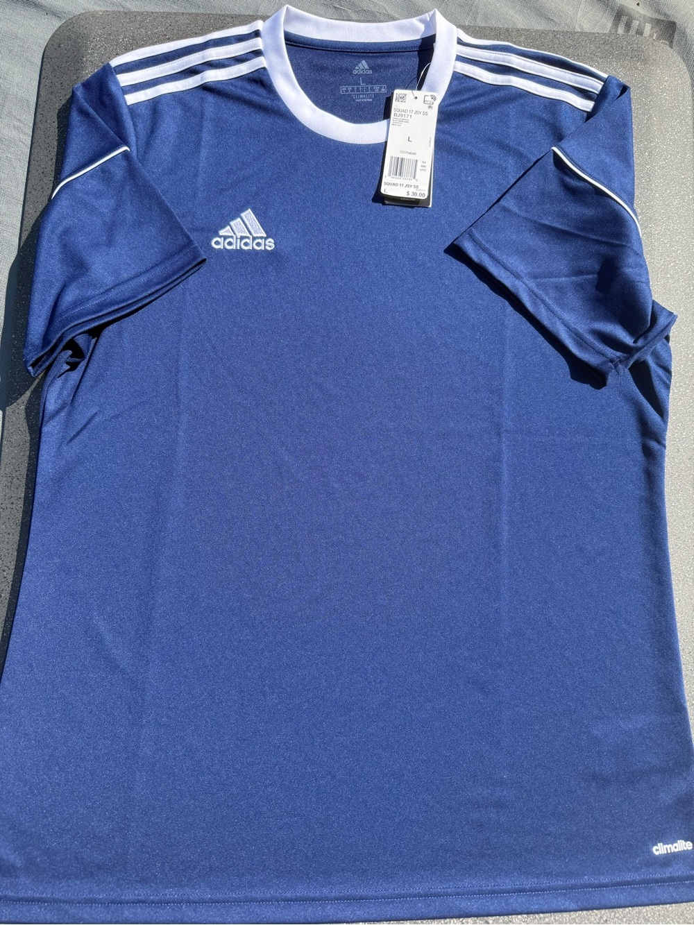 adidas Dark Blue Short Sleeve Squad 17 Jersey with White Trim